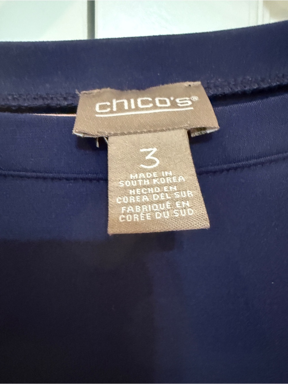 Chico's Midnight Navy Short-Sleeve Draped Top - Picture 2 of 3